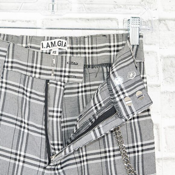 I AM GIA the Cobain Plaid Relaxed fit Chain Pants in Gray Women's Size XS - Picture 3 of 11